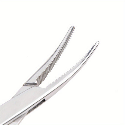 1pc Stainless Steel Hemostatic Forceps - Medical Tweezers for Laboratory, Veterinary & Fishing Use - Metal Curved/Straight Tip Clamp - For Professionals & Enthusiasts - Ideal for Pet Care, Precision Tasks & Medical Procedures