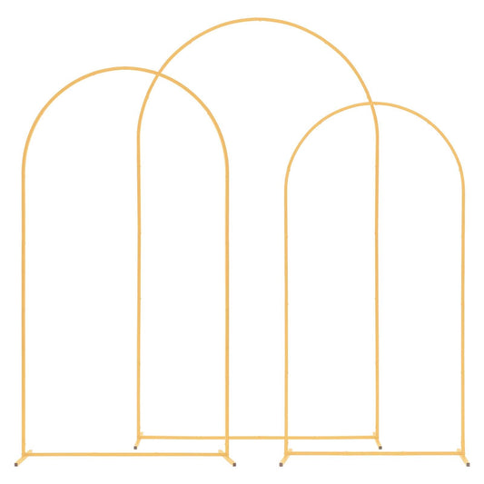 Arch Backdrop Stand, Set Of 3, 8 7.2 6.6 Ft, Stable Structure, Easy Assembly, Gold Metal Arch Backdrop Stand For Wedding, Birthday Party, Graduation, Holiday Celebration, And Ceremony Decoration