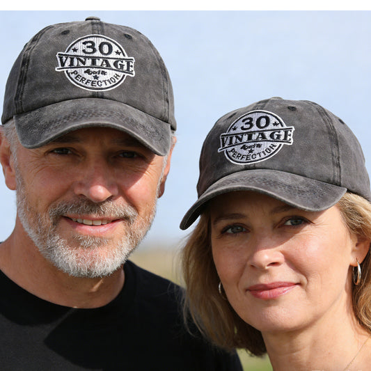 2pcs Vintage 30 Aged To Perfection Hat For Men Women, Adjustable Embroidered Wash Cotton Baseball Cap