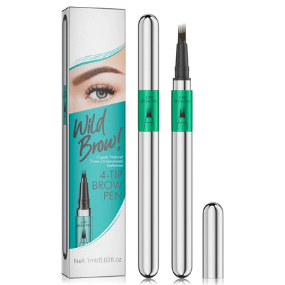 Microblading Eyebrow Pen, Waterproof Eye Brow Pen With 4 - Fork - Tip Liquid Bro