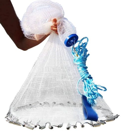 1Pc 2 Size Options 6FT 8FT Radius Fishing Cast Net For Fathers Day Gift Bait Trap Easy Throw Heavy Duty Hand Cast Net With Chain Sinker Bottom Spread
