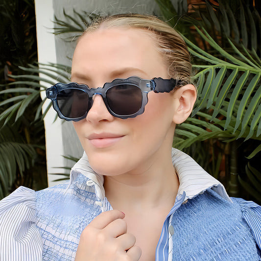 Fashionable Dopamine-style Wave-shaped Sunglasses