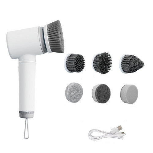 6in1 Electric Spin Scrubber Cordless Rechargeable Cleaning Brush With 6 Head Kit