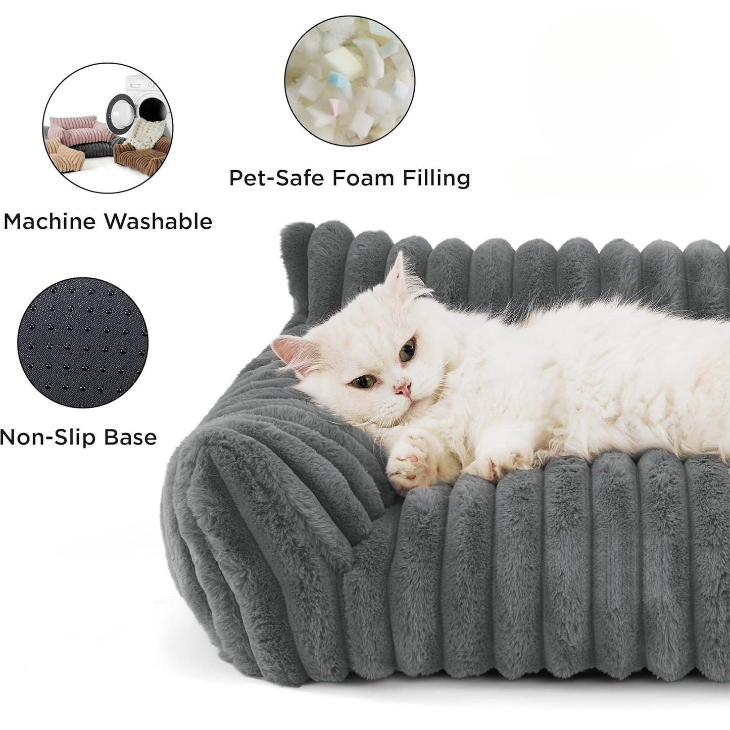 Cute Cat Couch For Pets - Fluffy Cat Beds With Premium Soft Corduroy Fleece, Fuz