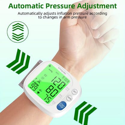 Blood Pressure Monitors for Home Use Rechargeable Wrist Digital BP Machine Cuff with LED Backlit Display, Voice Broadcast, 240 Memory Storage for 2 Users with Carrying Case, Blood Pressure Monitor for Home, Blood Pressure Mon
