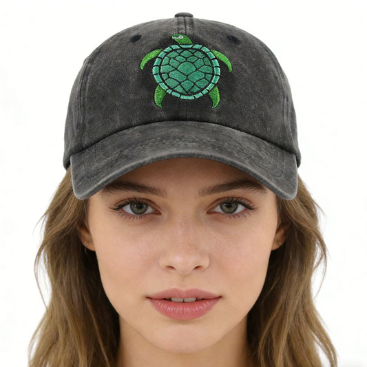 2pcs Sea Turtle Hat For Women Men, Funny Adjustable Embroidered Wild Animals Baseball Cap