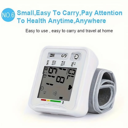 Wrist Blood Pressure Monitor, LCD Display, Audio Prompts, Adjustable Cuff, Irregular Heartbeat Detection, Easy To Use, Perfect For Elderly Care, For Medical And Home Use, Blood Pressure Monitor (without Batteries), Good Gift