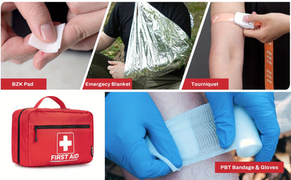 RHINO RESCUTE 240pcs All-in-One First Aid Kit with Portable Case, CPR Mask, Bandages, Gauze Pads, Ice Pack & Splinting Supplies - Heavy-Duty Medical Emergency Kit for Home, School, Office, Camping,, Car & Workplace