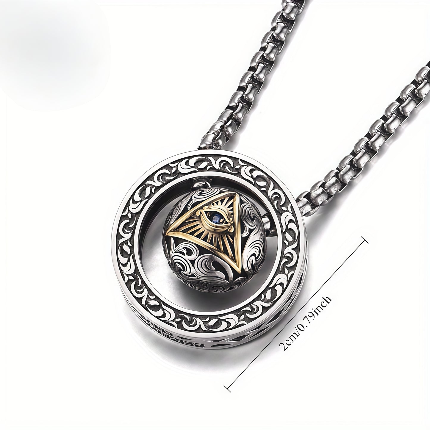 Collier Pendentif Œil de la Providence Rotatif - Vintage