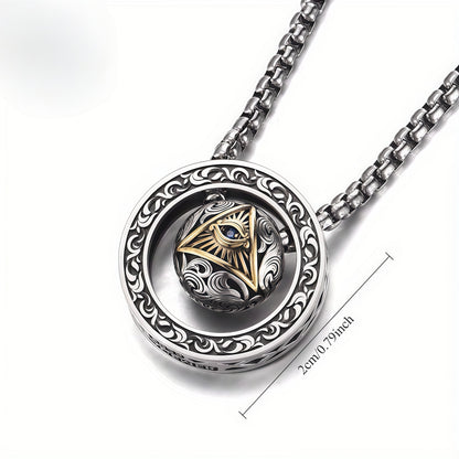 Collier Pendentif Œil de la Providence Rotatif - Vintage