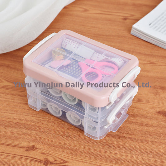 Multi-layer classified sewing box-red-pp-21-piece set-1 set