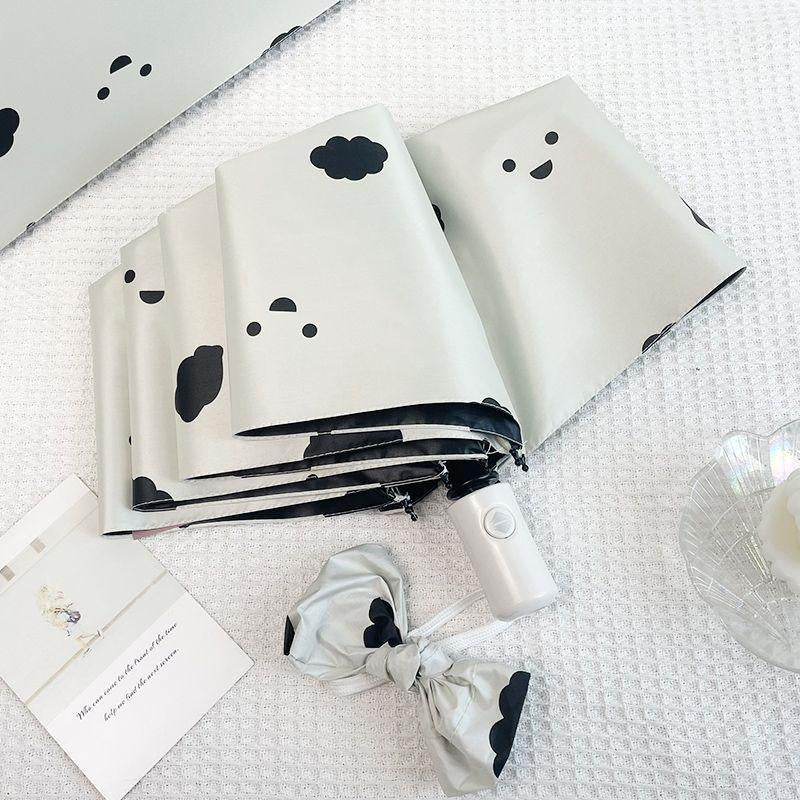 Printed vinyl automatic umbrella-8 bones-cloud model-black and white-1
