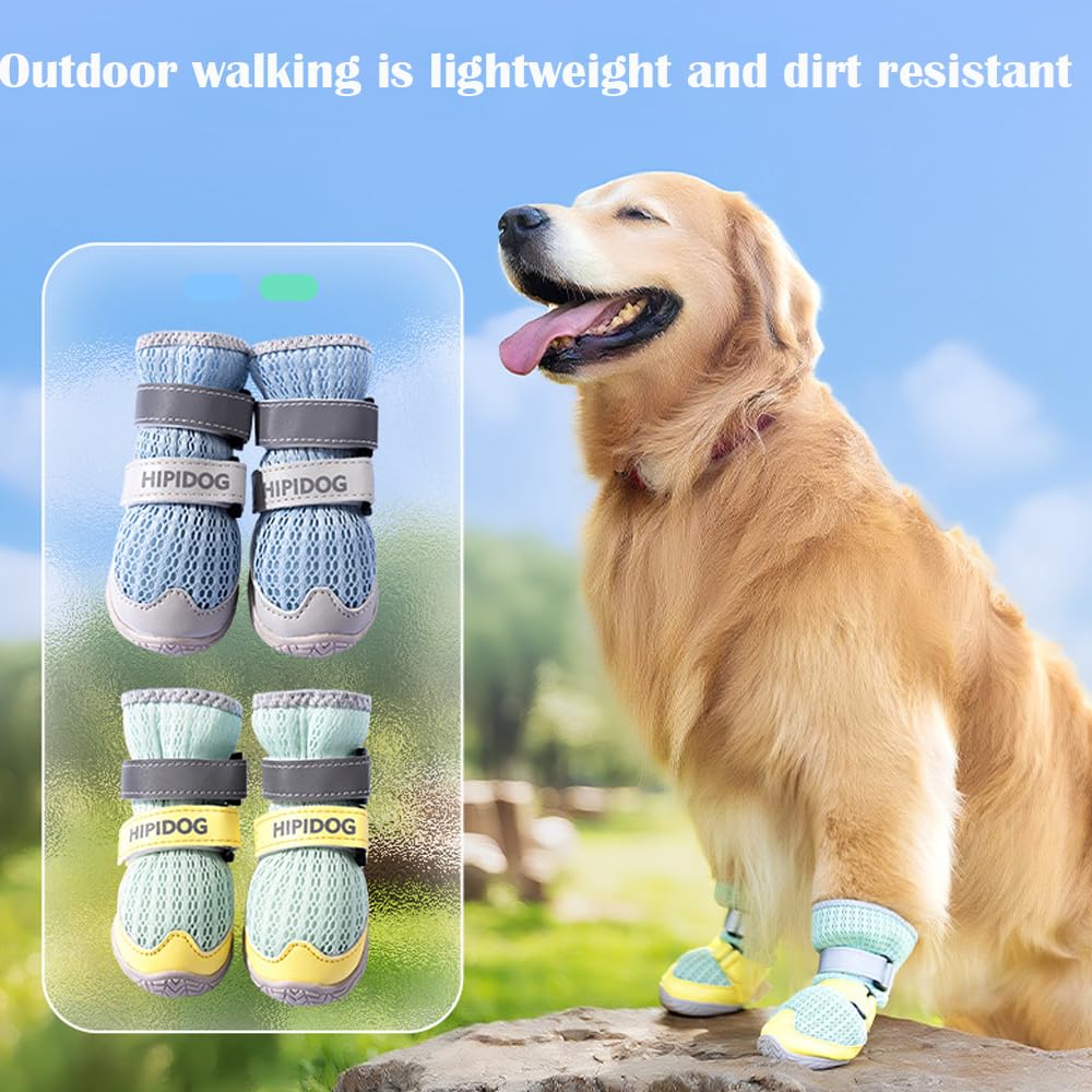 4PCS Dog Shoes For Large Small Medium Dogs, Dog Boots With Reflective Rugged Ant