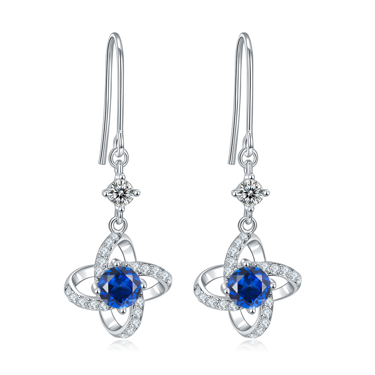 Boucles d'Oreilles Trèfle Argent S925 Moissanite 0.5ct