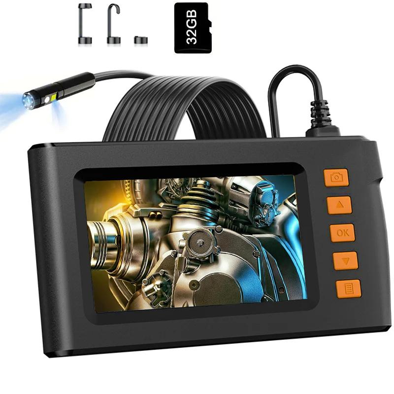 Endoscope à double objectif avec lumière, écran 4,3 pouces, 32 Go, 5 m