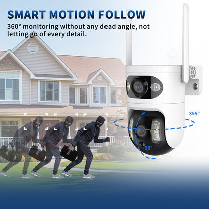 Dual - Lens Gun & Ball Linkage Security Camera, 1080P HD Night Vision WiFi Remot