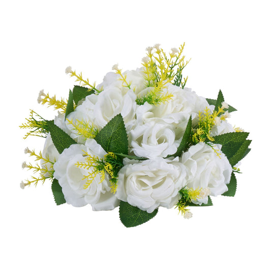 Flower Balls Arrangement Bouquet 10 PCS, 9.5-Inch Diameter Artificial Flower Balls Wedding Rose Centerpieces, Faux Flowers Arrangements For Wedding Centerpiece Home Table Decorations, White