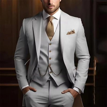 Men's High-grade Gentleman Temperament Slim Suit Three-piece Suit