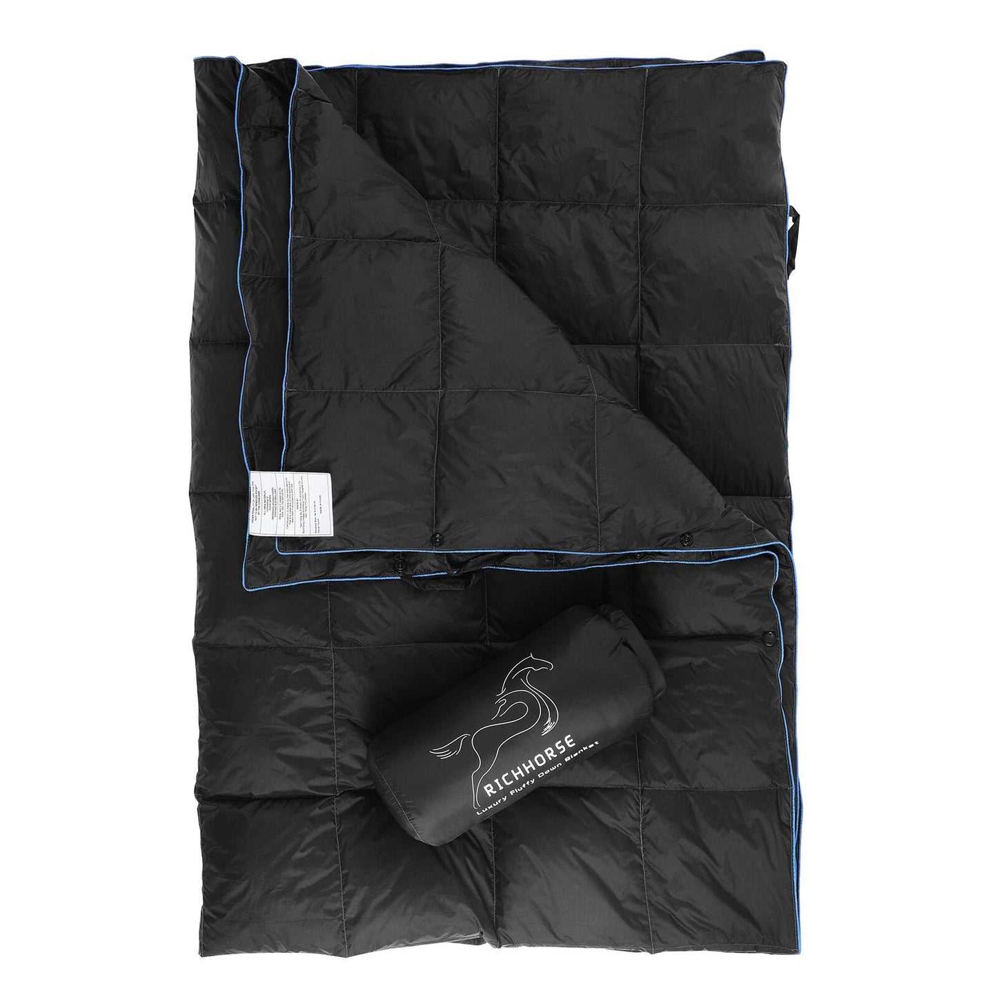 Couverture de camping en duvet, légère et compactable pour randonnée, noir