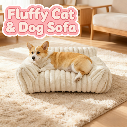 Cute Cat Couch For Pets - Fluffy Cat Beds With Premium Soft Corduroy Fleece, Fuz