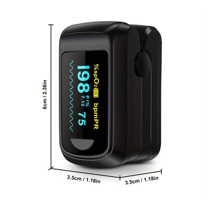 HEALTHTREE Pulse Oximeter Fingertip SpO2 Heart Rate Monitor - Blood Oxygen Saturation Monitor with LCD Display, Battery-Powered (AAA), Compact Design for Home, Travel & Aviation Use, Travel Health Tool, Modern Medical Device,