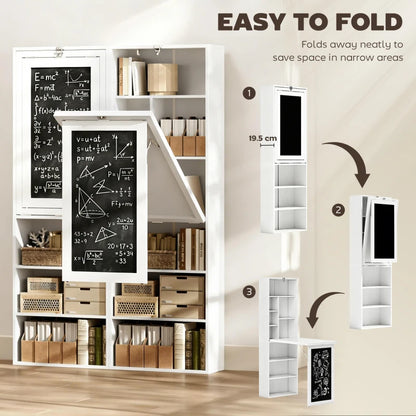 Fold - out Convertible Office Desk, Wall Mount Computer Desk With Blackboard And