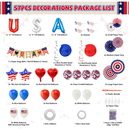 Kit Décoration Fête Patriotique - Ballons USA & Accessoires