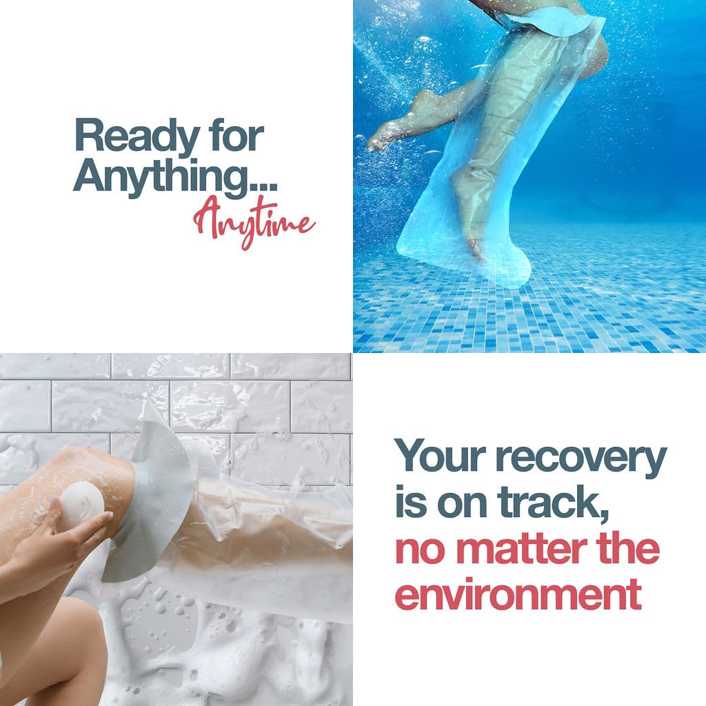 Medical king 100% Waterproof Cast Covers for Shower Leg 2pk Reusable Full Leg Cast Cover for Showering Cast Protector for Shower Leg Adult