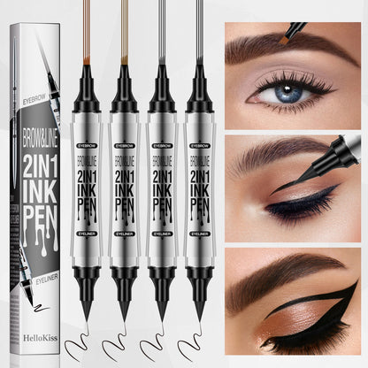 2 In 1 Microblading Eyebrow Pen, 4 Fork Tip, 3D Waterproof Magic Eyebrow Pencil