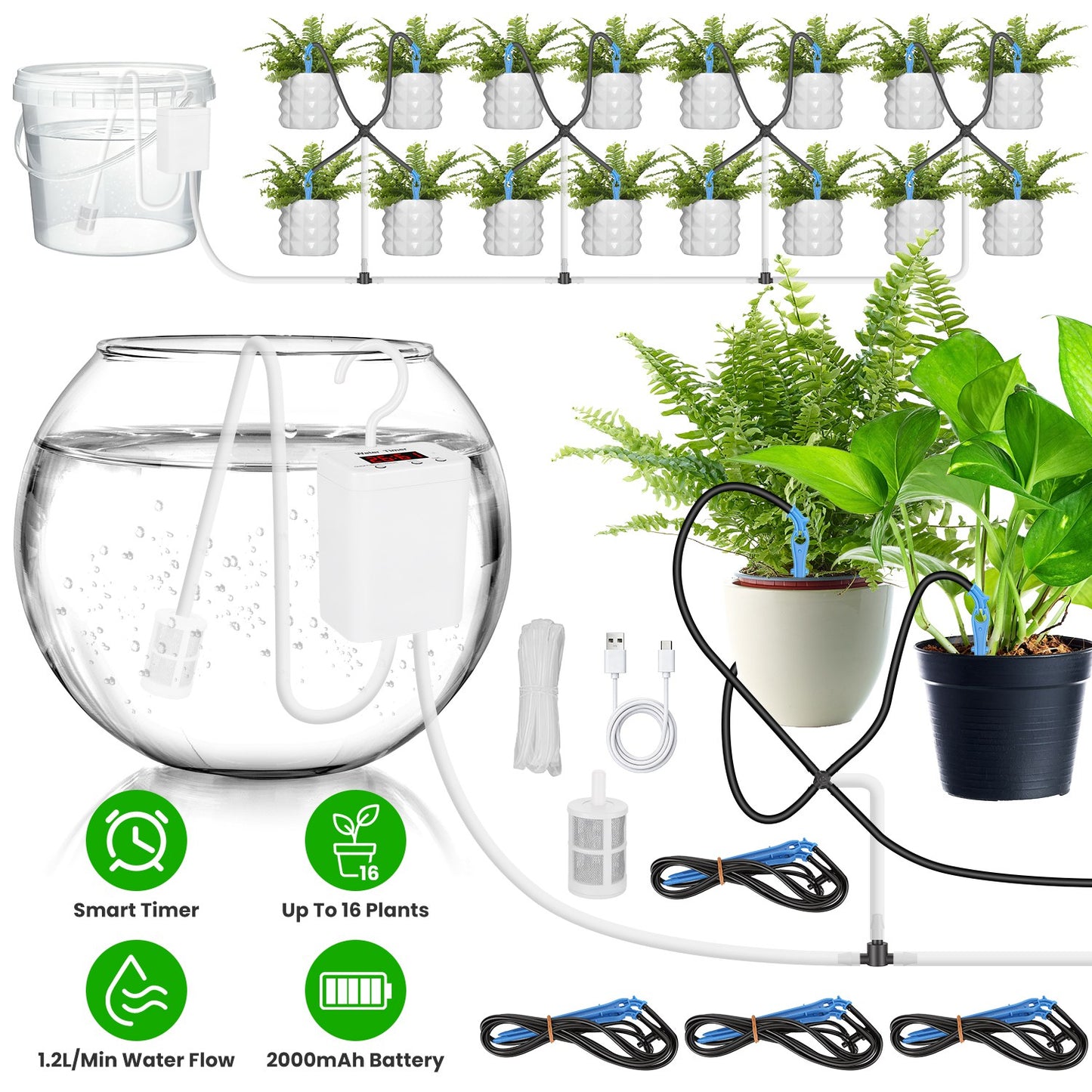 Système d'Arrosage Goutte-à-Goutte Automatique - Écran LCD