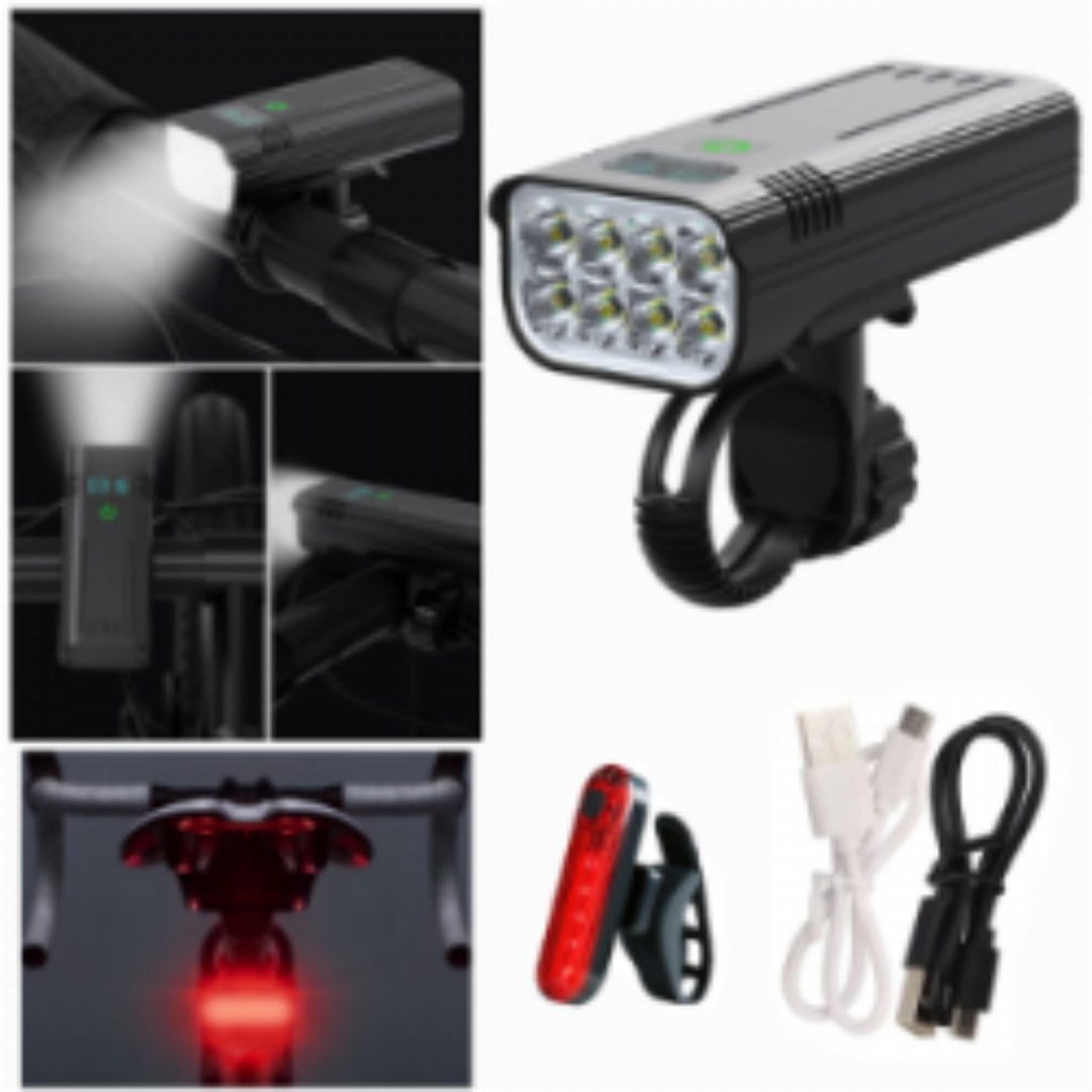 Waterproof 8LED Bicycle Headlight, USB Rechargeable Mountain Bike Headlight