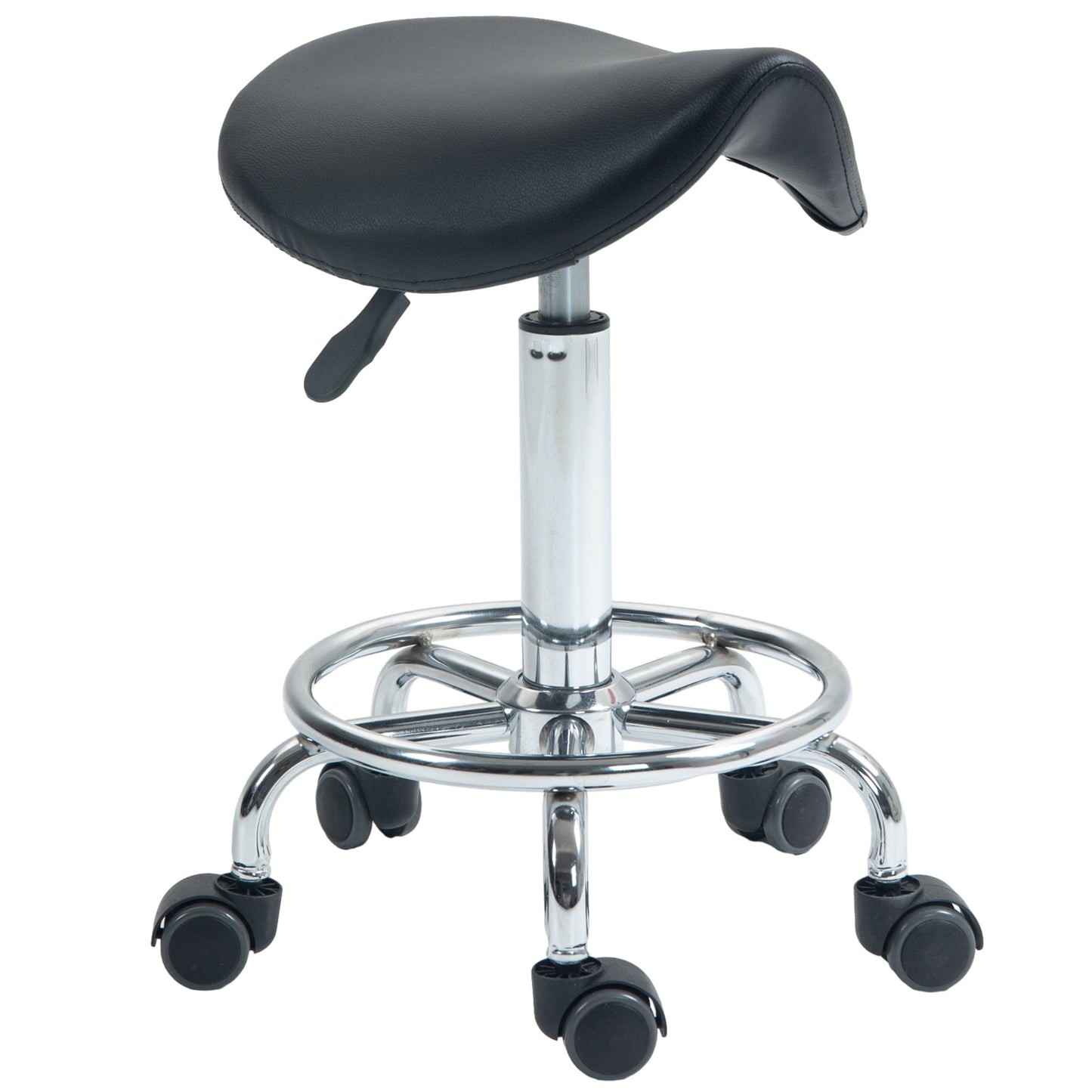 Salon Saddle Stool, Rolling Saddle Chair For Massage, Spa, Clinic, Beauty, Hairdressing And Tattoo, Black