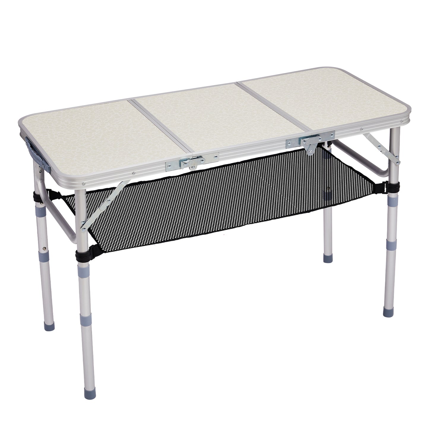 3ft Portable Adjustable Height Aluminum Folding Camping Table With Mesh Storage