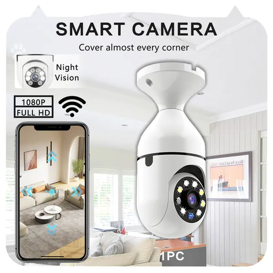 Light Bulb Security Camera Outdoor 2packs HD Wireless 5GHz&2.4GHz WiFi Home IP Cameras E27 360 Degree Panoramic,Motion Detection And Alarm,Two-Way Audio,Night Vision