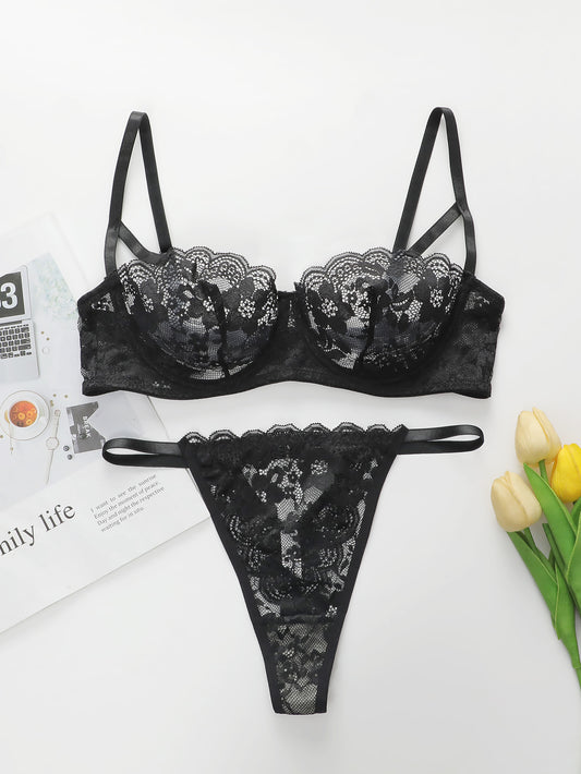 Sexy Lace, Breathable, Ultra-thin Women's Lingerie Lingerie Set