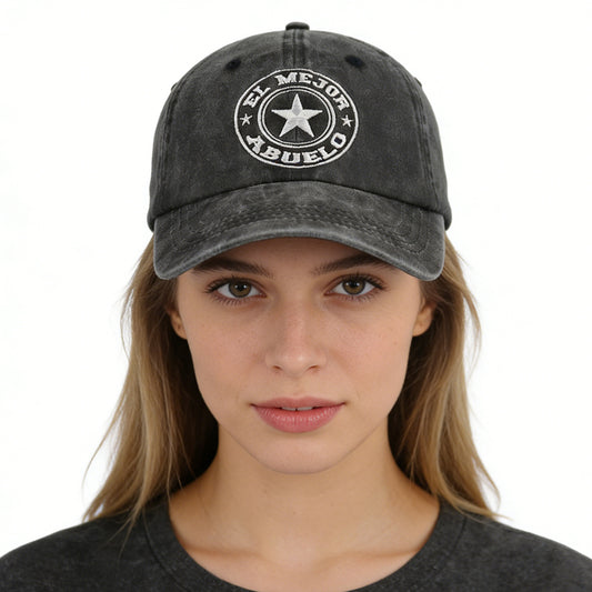2pcs El Mejor Abuelo Hat For Men Women, Adjustable Embroidered Wash Cotton Baseball Cap