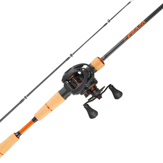 Rod And Fishing Reel Combo, IM7 Carbon Fiber Baitcasting Rod And Reel Combo, Bass Fishing Pole With 6+1 BB System, 7.0:1 Gear Ratio, Cork Handle, Stainless Steel Guides With Ceramic Rings