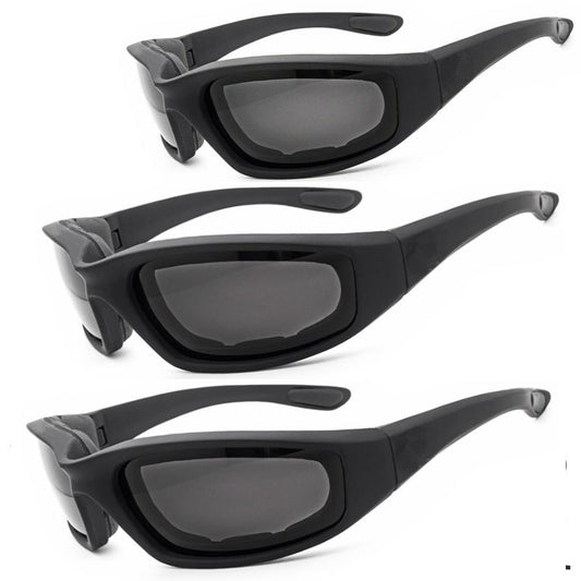 Cycling Sunglasses Chopper Outdoor Sports Glasses For Men Wrap Around UV400 Protection For Fishing Driving Glasses Windproof Gray Lens 3 Pack