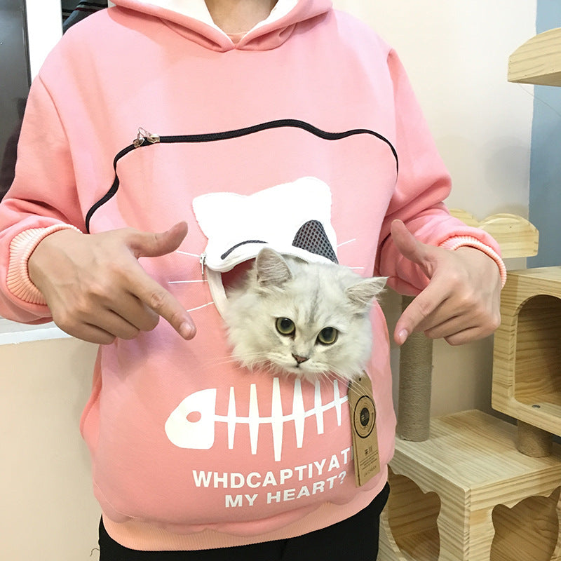 Cat Carrier Hoodie - Portable Pet Clothes for Walking, Cuddling, and Carrying Cats or Dogs