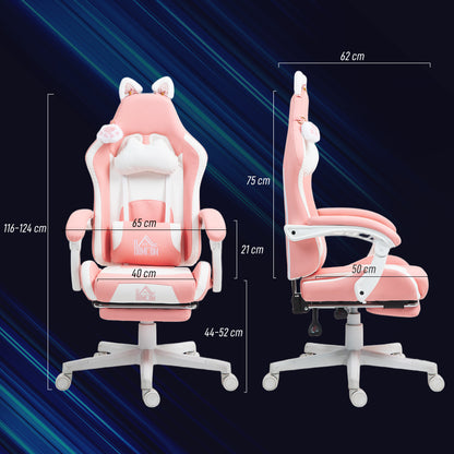 Fauteuil Gaming Oreilles de Chat - Inclinable Repose-pieds