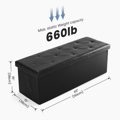 Pouf Coffre de Rangement Pliable 110cm - Repose-pieds