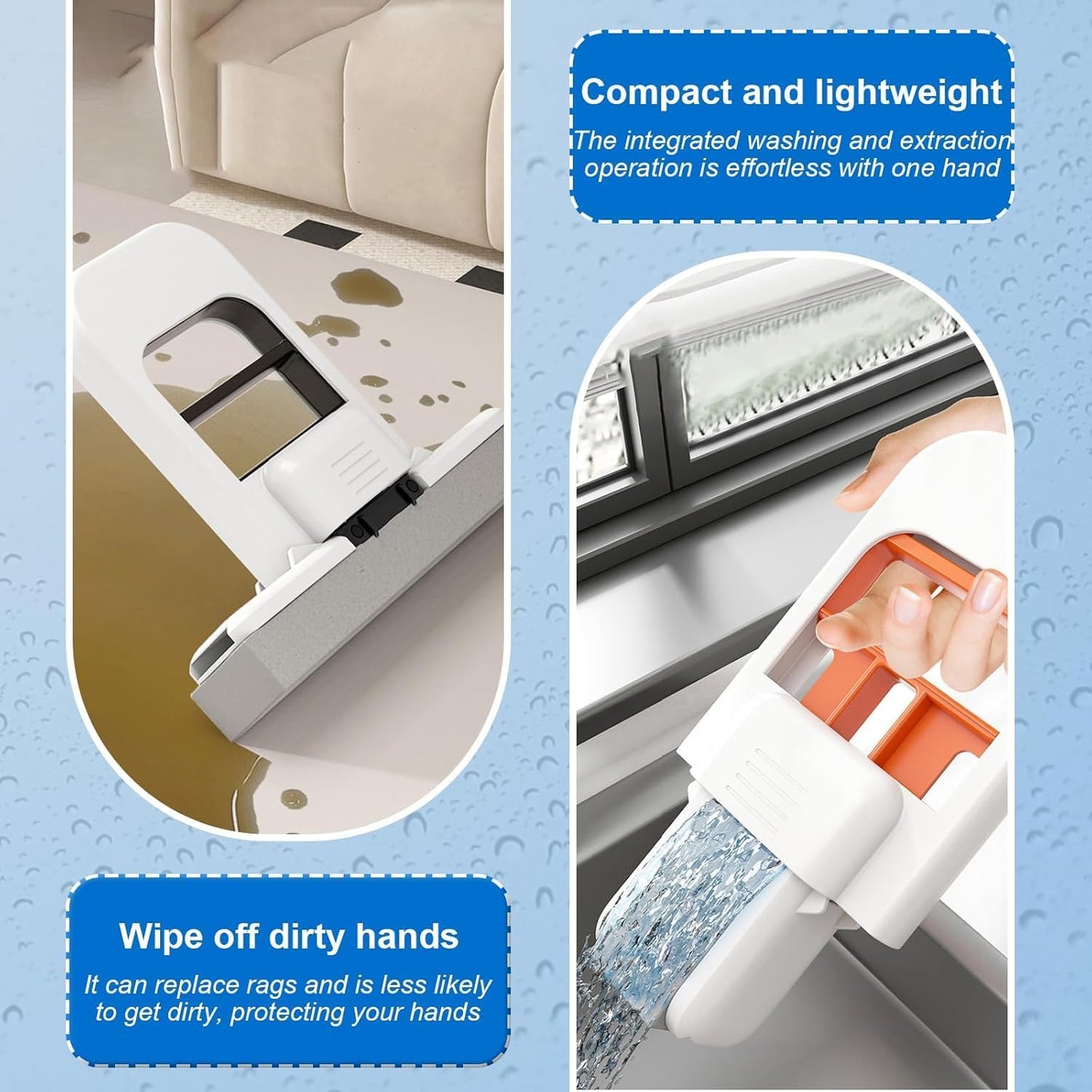 Mini Balai Éponge Pliable Absorbant - Nettoyant Compact