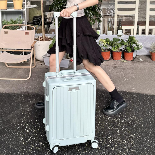 Valise à cadre aluminium 20 et 24 pouces à ouverture frontale, serrure TSA et roues silencieuses, voyage d'affaires