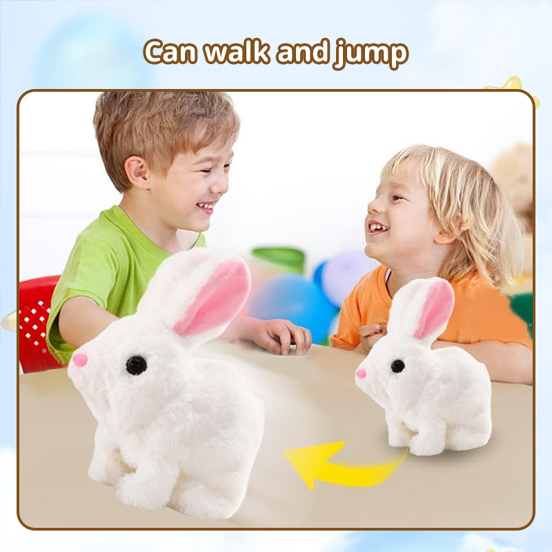2025 Upgraded Interactive Bunny Toy. Hops, walks, talks, shakes ears. Plush Gift for Kids (Grey).