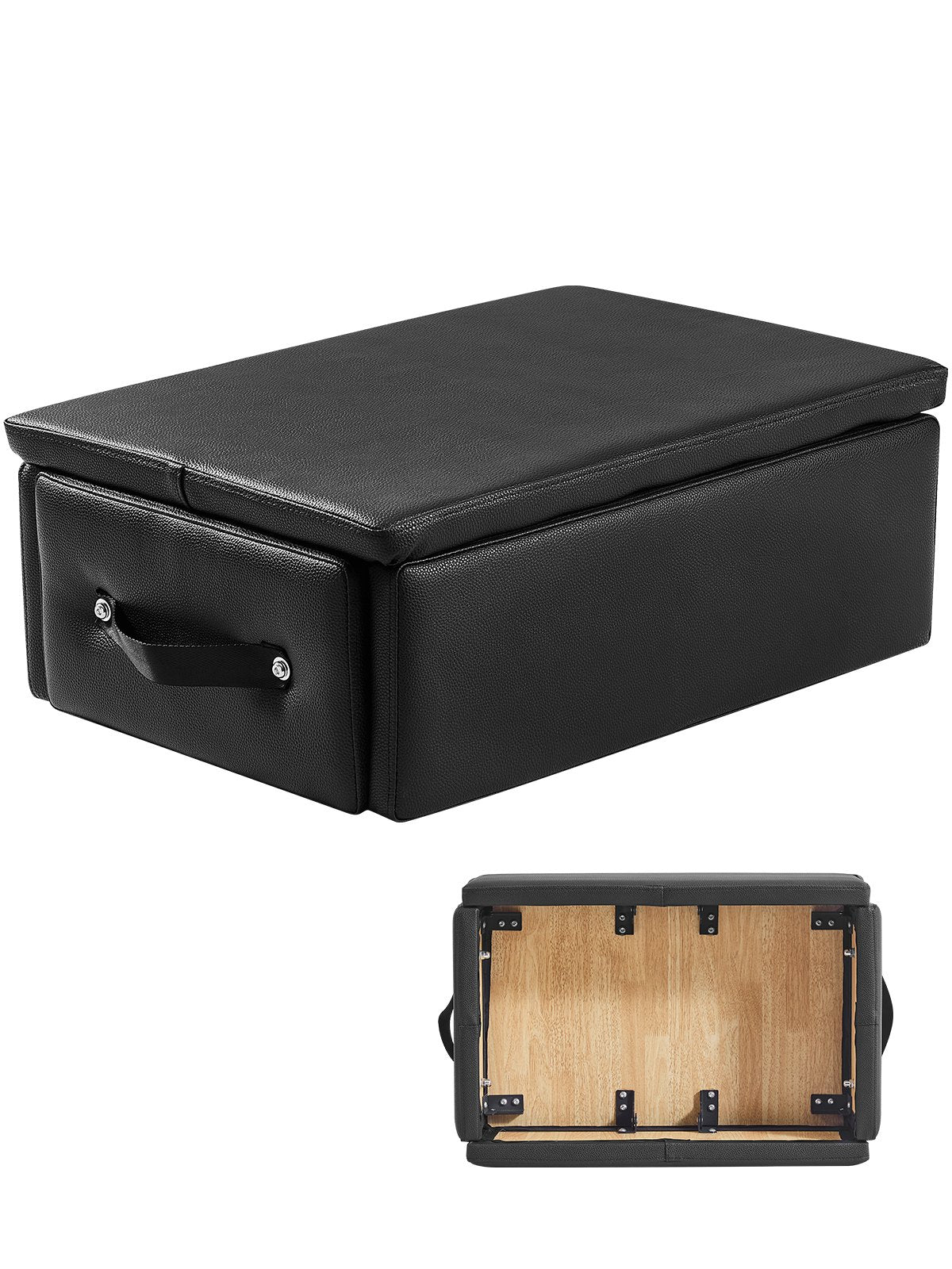 Pilates-Box Für Reformer (625 X 435 X 240 Mm) Pilates Reformer-Sitzbox Für Übungen, Hochwertiges Pilates-Zubehör Aus PU Und Holz, Verbessert Kraft, Gleichgewicht, Bewegungsbereich, Schwarz