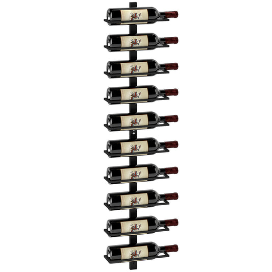 Wine Rack, Wall Mounted, 10 Tier Metal Wine Display Rack, Storage Holder For Kitchen, Dining Room, Bar, Cellar, Black