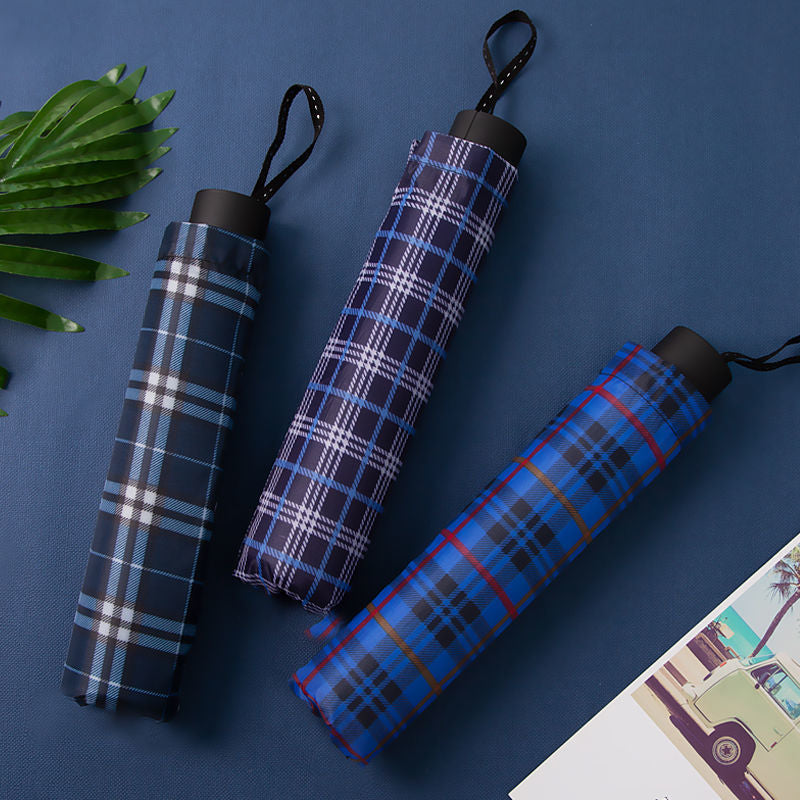 Plaid umbrella-10 bones-random color-polyester fiber + alloy frame-1