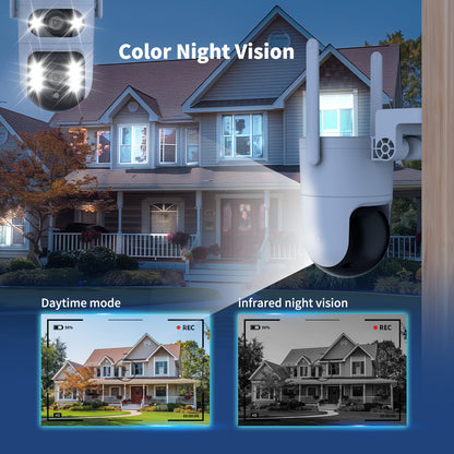 Dual - Lens Gun & Ball Linkage Security Camera, 1080P HD Night Vision WiFi Remot