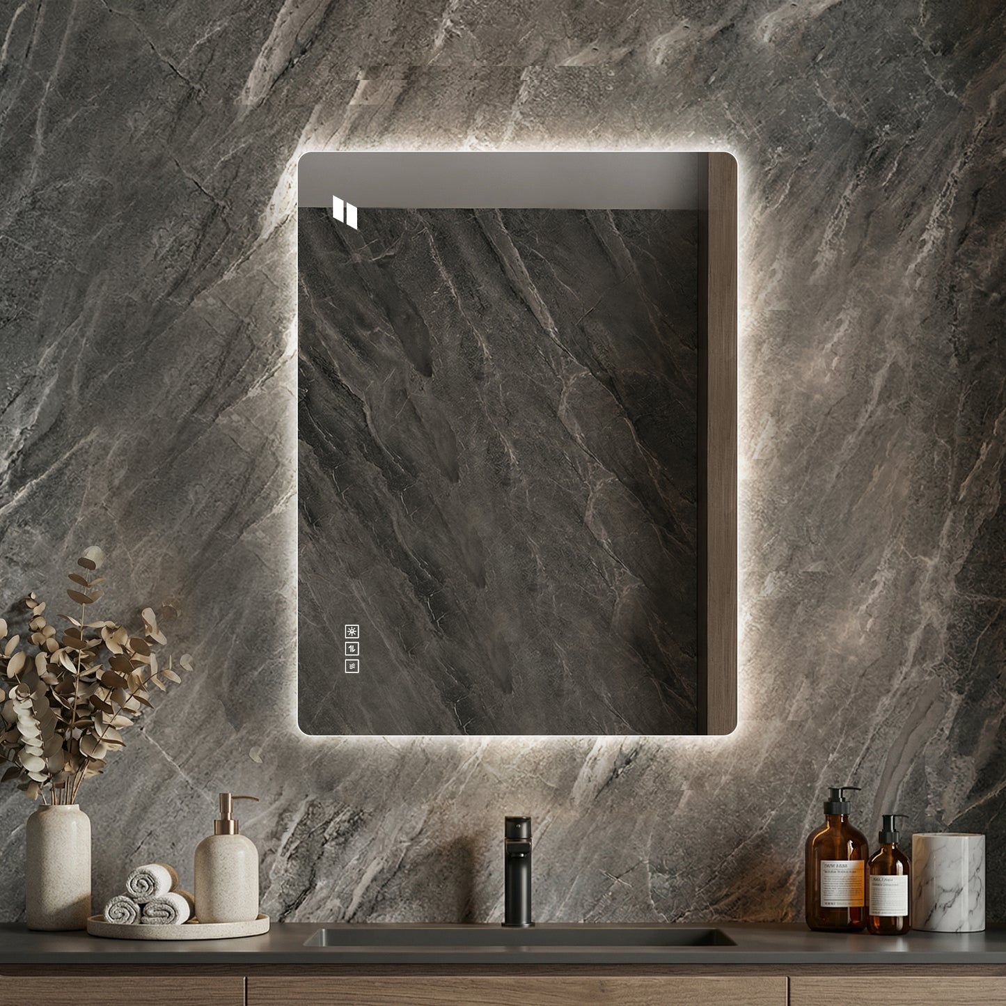 Miroir de Salle de Bain LED 61x81cm - Anti-buée Rétroéclairé