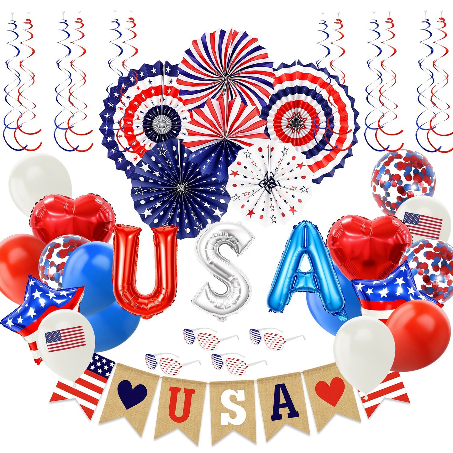 Kit Décoration Fête Patriotique - Ballons USA & Accessoires
